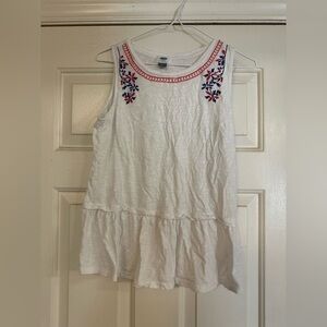White Old Navy Sleeveless Top with Embroidered Details